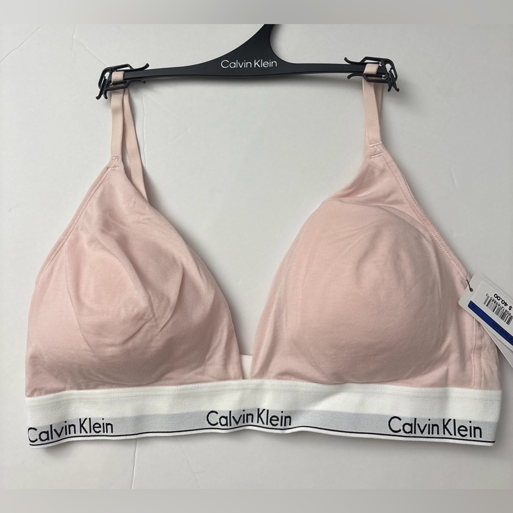 Calvin Klein Triangle Bra Lightly Lined Pink Sz XL Modern Cotton NEW